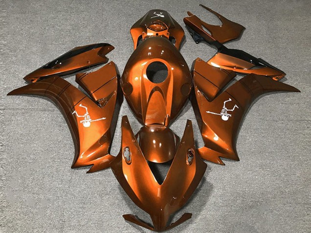 Billige Honda CBR1000RR Motorrad Verkleidung 2012-2016 - Dunkel Orange Glanzendes Schwarz