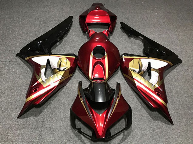 Billige Honda CBR1000RR Motorrad Verkleidung 2006-2007 - Rot Weiss Gold Glanzendes Schwarz