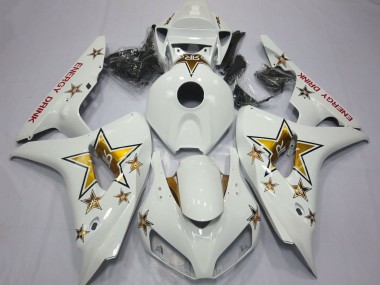 Billige Honda CBR1000RR Motorrad Verkleidung 2006-2007 - Weiss Gold Stern Energy Drink