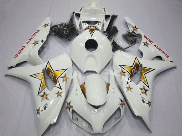 Billige Honda CBR1000RR Motorrad Verkleidung 2006-2007 - Weiss Gold Stern Energy Drink