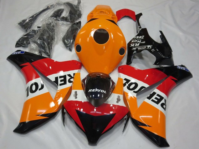 Billige Honda CBR1000RR Motorrad Verkleidung Kit 2008-2011 - Orange Weiss Rot Glanzendes Schwarz Repsol