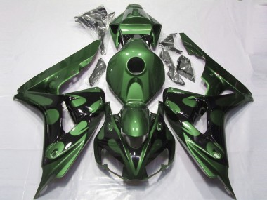 Billige Honda CBR1000RR Motorrad Verkleidung 2006-2007 - Grun Glanzendes Schwarz Flamme