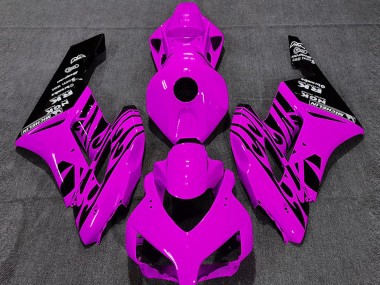 Billige Honda CBR1000RR Motorrad Verkleidung 2004-2005 - Rosa Glanzendes Schwarz Flamme