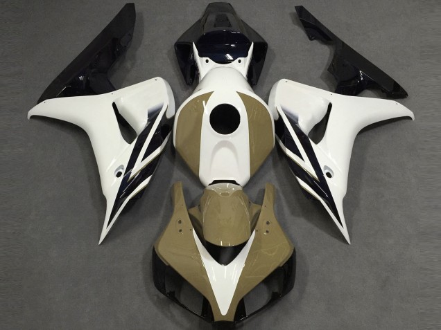 Billige Honda CBR1000RR Motorrad Verkleidung 2006-2007 - Weiss Tan Glanzendes Schwarz