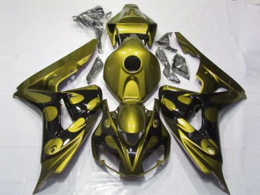 Billige Honda CBR1000RR Motorrad Verkleidung 2006-2007 - Glanzendes Gelb Glanzendes Schwarz Flamme
