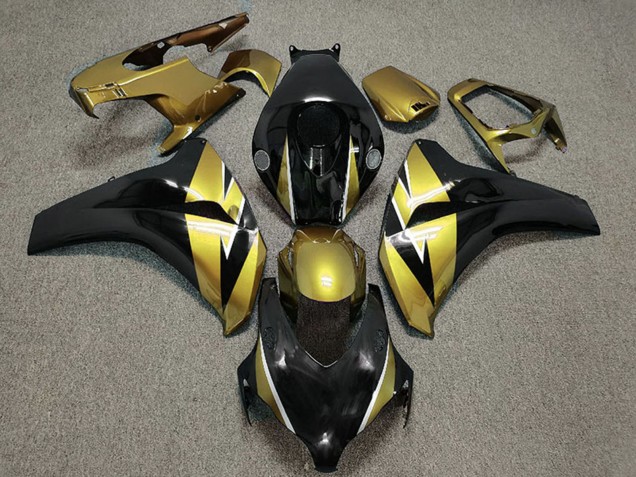 Billige Honda CBR1000RR Motorrad Verkleidung 2008-2011 - Gold Glanzendes Schwarz
