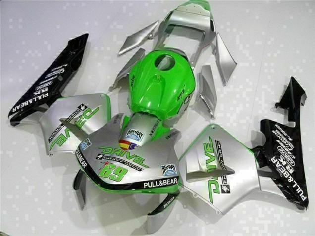 Billige Honda CBR600RR Motorrad Verkleidung 2003-2004 - Silber Grun Glanzendes Schwarz