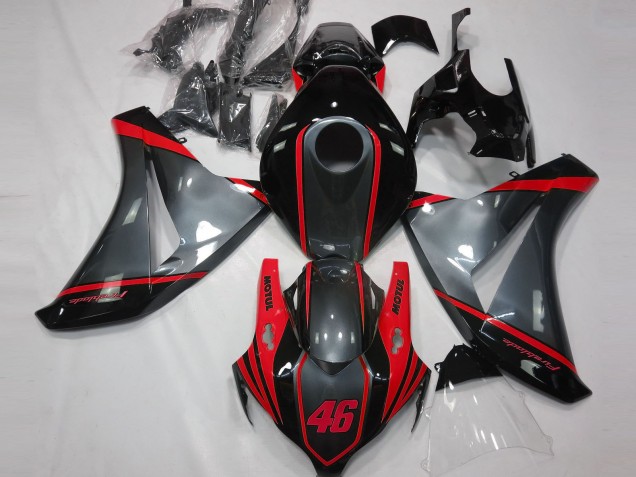 Billige Honda CBR1000RR Motorrad Verkleidung 2008-2011 - Grau Rot Matt Schwarz Motul 46