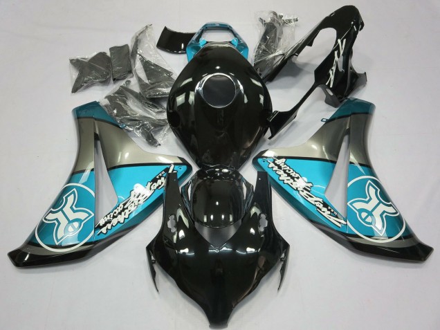 Billige Honda CBR1000RR Motorrad Verkleidung 2008-2011 - Hellblau Grau Glanzendes Schwarz