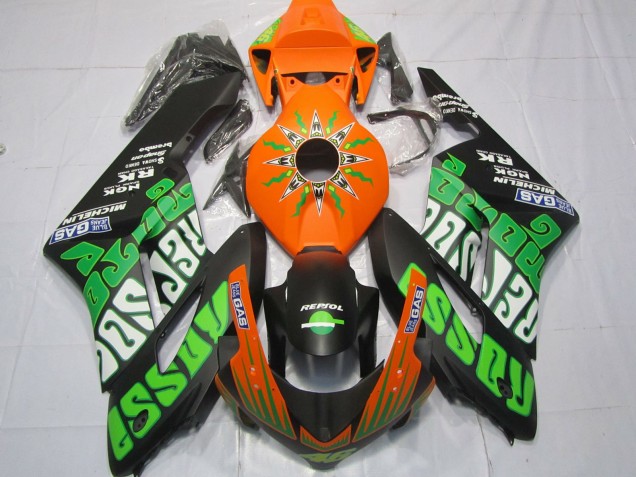 Billige Honda CBR1000RR Motorrad Verkleidung 2004-2005 - Orange Grun Matt Schwarz Rossi