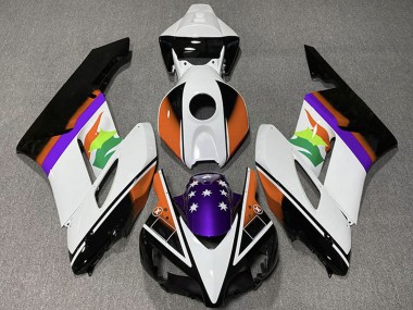 Billige Honda CBR1000RR Motorrad Verkleidung 2004-2005 - Weiss Orange Lila Glanzendes Schwarz Stern