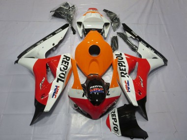 Billige Honda CBR1000RR Motorrad Verkleidung 2006-2007 - Orange Weiss Rot Glanzendes Schwarz Repsol HRC