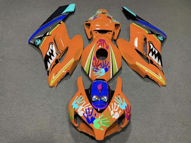 Billige Honda CBR1000RR Motorrad Verkleidung 2004-2005 - Orange Blau Schwarz Hai