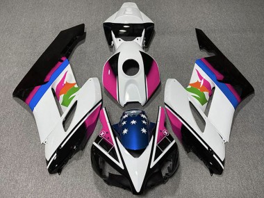 Billige Honda CBR1000RR Motorrad Verkleidung 2004-2005 - Weiss Rosa Blau Glanzendes Schwarz Stern