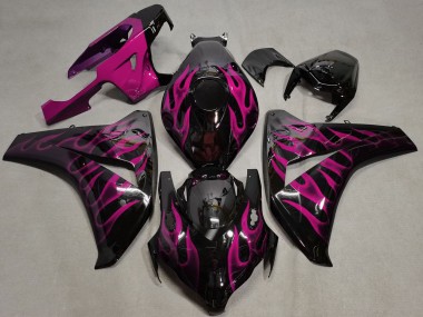 Billige Honda CBR1000RR Motorrad Verkleidung 2008-2011 - Glanzendes Schwarz Rosa Flamme