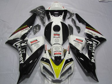 Billige Honda CBR1000RR Motorrad Verkleidung 2006-2007 - Weiss Gelb Rot Glanzendes Schwarz Denso PlayBoy