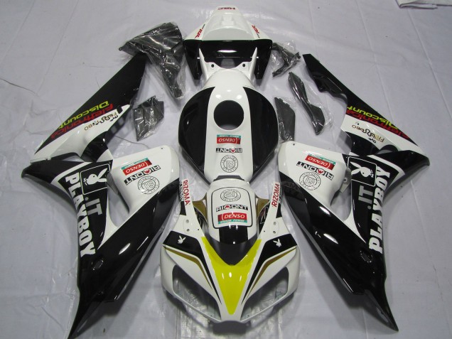 Billige Honda CBR1000RR Motorrad Verkleidung 2006-2007 - Weiss Gelb Rot Glanzendes Schwarz Denso PlayBoy