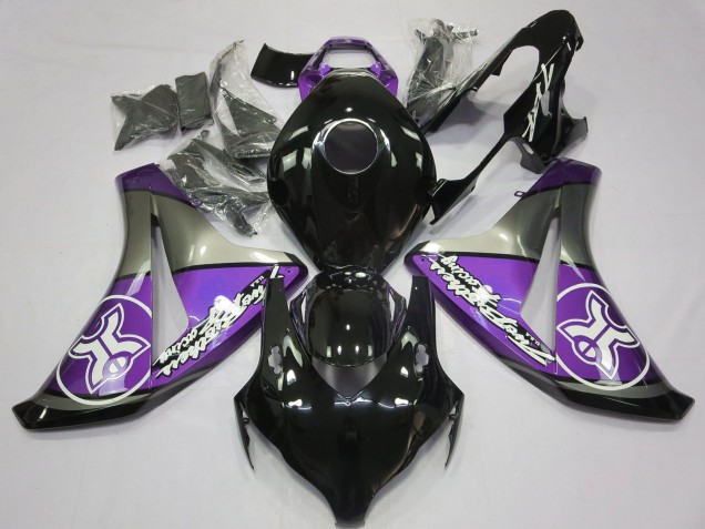 Billige Honda CBR1000RR Motorrad Verkleidung 2008-2011 - Lila Grau Glanzendes Schwarz
