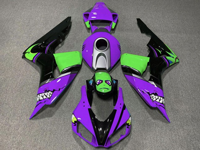 Billige Honda CBR1000RR Motorrad Verkleidung 2006-2007 - Lila Silber Grun Glanzendes Schwarz Hai