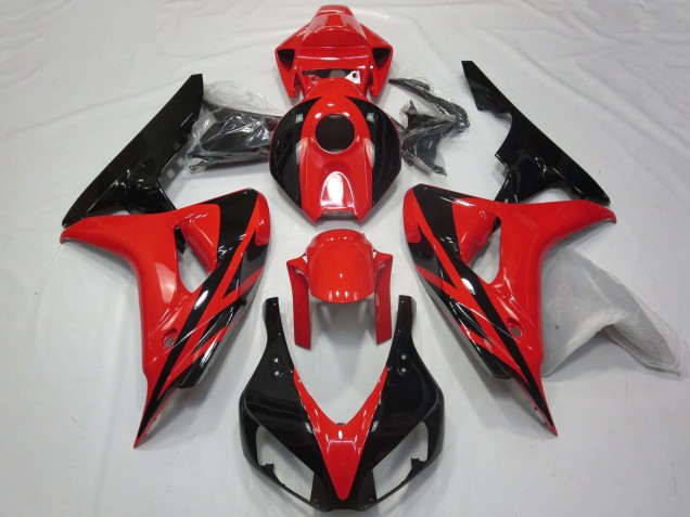 Billige Honda CBR1000RR Motorrad Verkleidung 2006-2007 - Rot Glanzendes Schwarz OEM Stil Kein Aufkleber