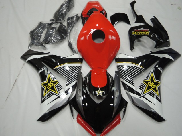 Billige Honda CBR1000RR Motorrad Verkleidung 2008-2011 - Weiss Rot Glanzendes Schwarz RockStar Stil