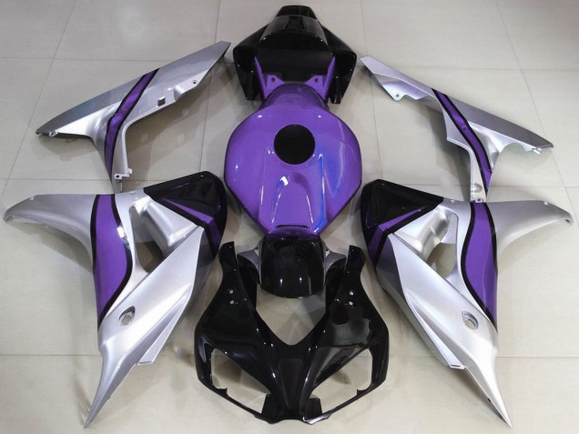 Billige Honda CBR1000RR Motorrad Verkleidung 2006-2007 - Silber Lila Glanzendes Schwarz