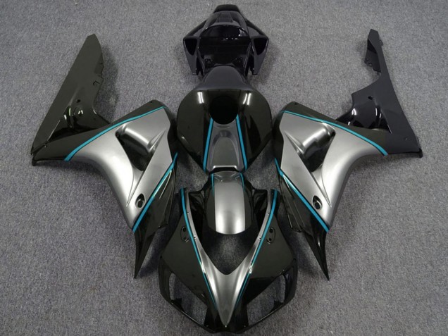 Billige Honda CBR1000RR Motorrad Verkleidung 2006-2007 - Silber Blau Glanzendes Schwarz PinStreifen