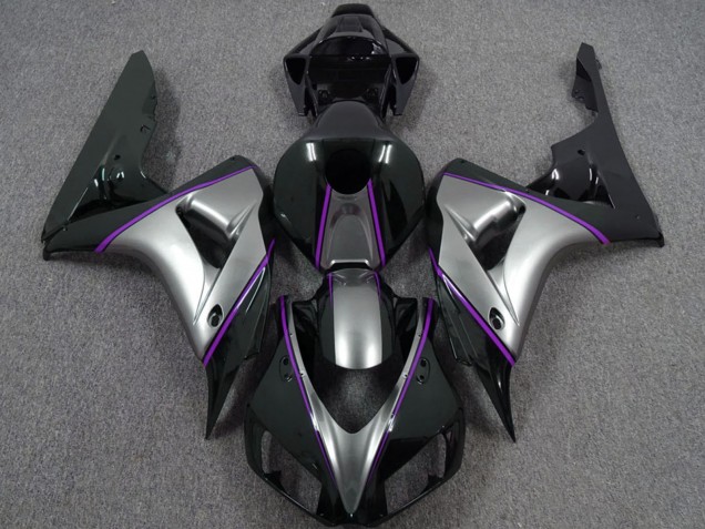 Billige Honda CBR1000RR Motorrad Verkleidung 2006-2007 - Silber Lila Glanzendes Schwarz PinStreifen