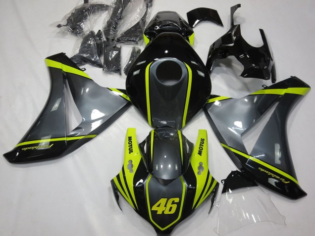 Billige Honda CBR1000RR Motorrad Verkleidung 2008-2011 - Grau Gelb Glanzendes Schwarz 46