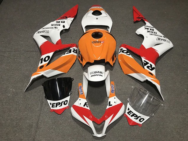 Billige Honda CBR600RR Motorrad Verkleidung 2007-2008 - Orange Weiss Rot Glanzendes Schwarz Repsol Stil