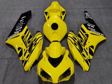 Billige Honda CBR1000RR Motorrad Verkleidung 2004-2005 - Gelb Glanzendes Schwarz Flamme