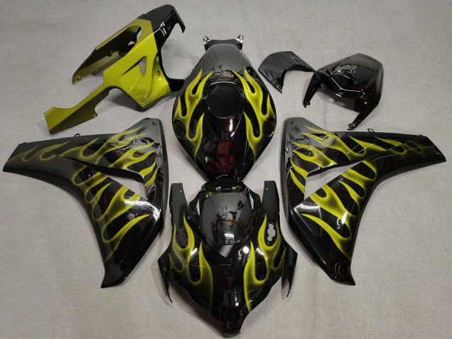 Billige Honda CBR1000RR Motorrad Verkleidung 2008-2011 - Glanzendes Schwarz Gold Flamme