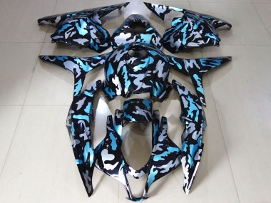 Billige Honda CBR600RR Motorrad Verkleidung 2009-2012 - Weiss Blau Camouflage