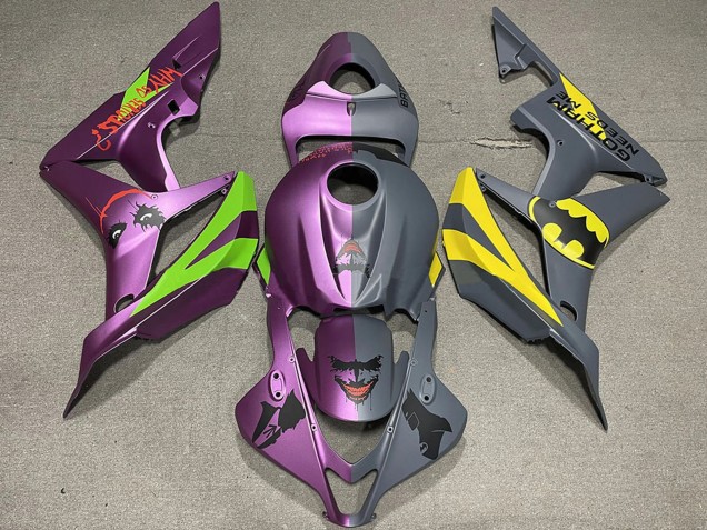 Billige Honda CBR600RR Motorrad Verkleidung 2007-2008 - Grau Lila Bat Man vs Joker Matte