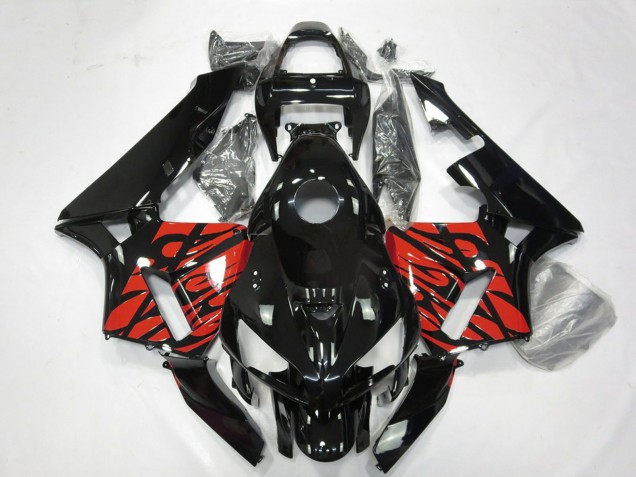 Billige Honda CBR600RR Motorrad Verkleidung 2005-2006 - Glanzendes Schwarz und Tribal Rot
