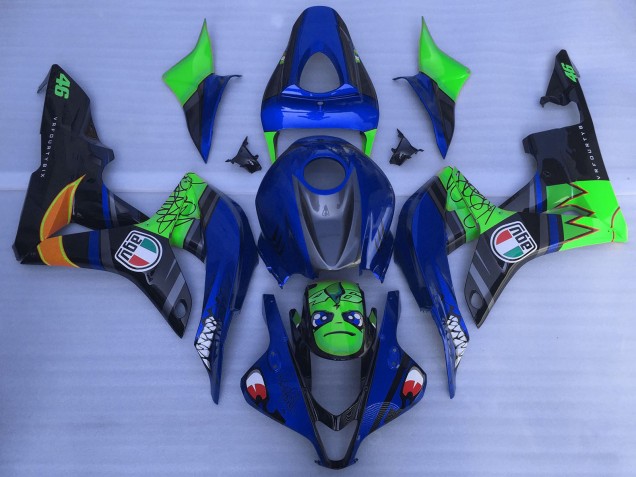 Billige Honda CBR600RR Motorrad Verkleidung 2007-2008 - Blau Grun Glanzendes Schwarz Hai