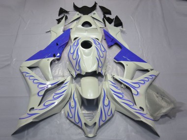 Billige Honda CBR600RR Motorrad Verkleidung 2007-2008 - Weiss Blau Flamme