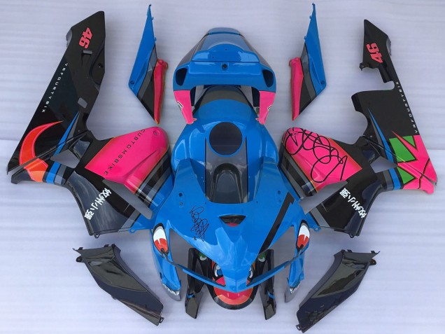 Billige Honda CBR600RR Motorrad Verkleidung 2005-2006 - Blau Hai Rosa