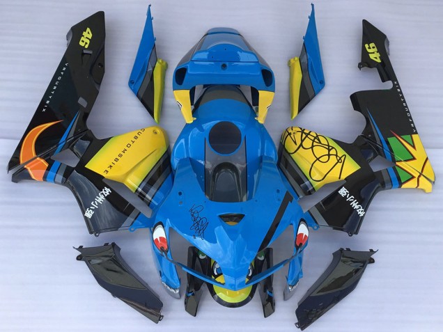 Billige Honda CBR600RR Motorrad Verkleidung 2005-2006 - Blau Gelb Schwarz Hai
