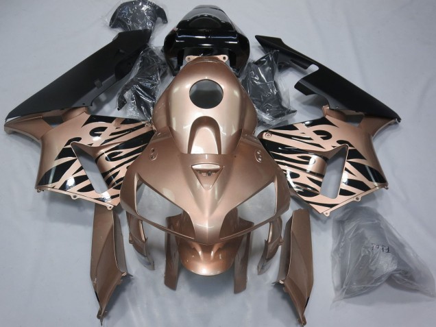 Billige Honda CBR600RR Motorrad Verkleidung 2005-2006 - Glanzendes Schwarz Bronze Flamme