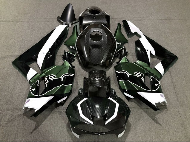 Billige Honda CBR600RR Motorrad Verkleidung 2013-2023 - Schwarzer Carbonfaser Stil Weiss grun Bull