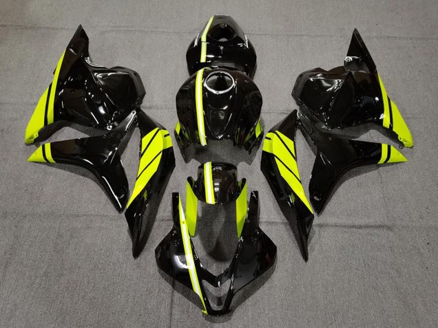 Billige Honda CBR600RR Motorrad Verkleidung 2009-2012 - Glanzendes Schwarz Hohe Sichtbarkeit Gelb Streifen