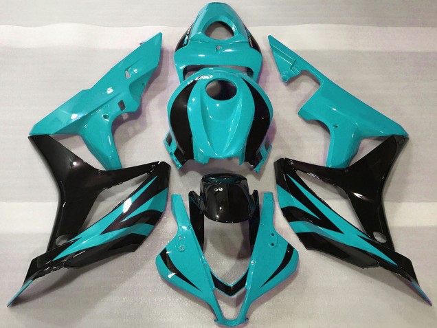 Billige Honda CBR600RR Motorrad Verkleidung 2007-2008 - Cyan Blau Glanzendes Schwarz OEM Stil