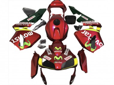 Billige Honda CBR600RR Motorrad Verkleidung 2003-2004 - Rot Gelb Grun MoviStar
