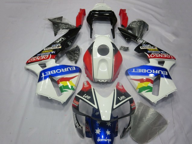 Billige Honda CBR600RR Motorrad Verkleidung Kit 2003-2004 - Weiss Rot Blau Glanzendes Schwarz EuroBet