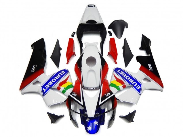 Billige Honda CBR600RR Motorrad Verkleidung 2003-2004 - Weiss Rot Blau Glanzendes Schwarz EuroBet