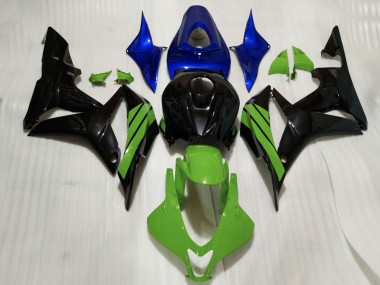 Billige Honda CBR600RR Motorrad Verkleidung 2007-2008 - Blau Grun Glanzendes Schwarz