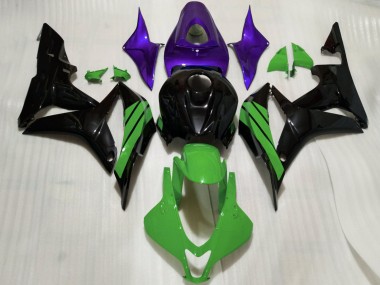 Billige Honda CBR600RR Motorrad Verkleidung 2007-2008 - Lila Grun Glanzendes Schwarz