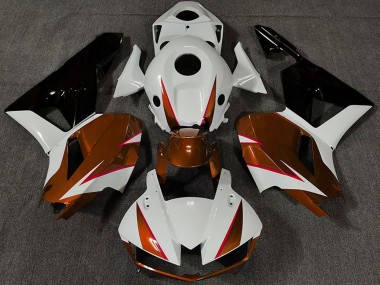 Billige Honda CBR600RR Motorrad Verkleidung 2013-2023 - Weiss Dunkel Orange Glanzendes Schwarz