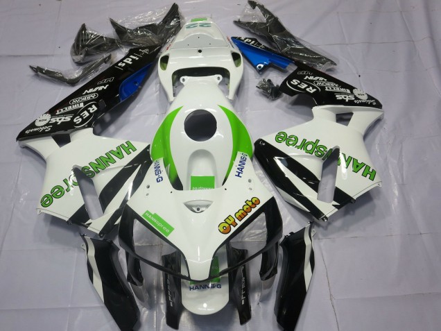 Billige Honda CBR600RR Motorrad Verkleidung 2005-2006 - Weiss Grun Glanzendes Schwarz Hannspree